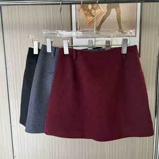 5562撤柜xxq半身裙简约秋冬毛呢百搭新款高腰裙子显瘦短裙