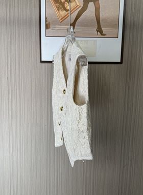 2371深圳南油女装时尚新款休闲宽松气质小香风设计外套蕾丝马夹