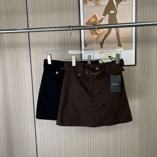 1016撤柜DS牛仔短裙夏季棕色设计新款裙裤显瘦高腰半身裙
