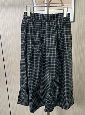 6003撤柜cg大码女装格子褶皱半身裙新款夏季休闲时尚设计宽松