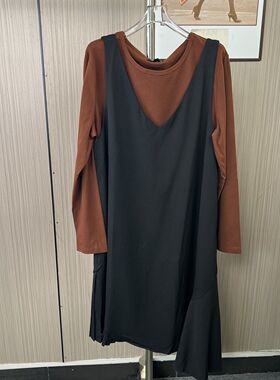 9669撤柜cg大码女装新款女装长袖打底连衣裙两件套时尚套装