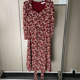 碎花修身 连衣裙女 长袖 2288品牌撤柜FT女装