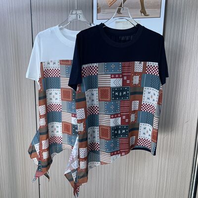 1453印花夏季妈妈短袖宽松T恤新款收腰显瘦女装感小众洋气上衣