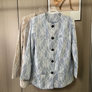 气质圆领提花宽松短款 新款 上衣外套 香风春季 5516撤柜xxq中式