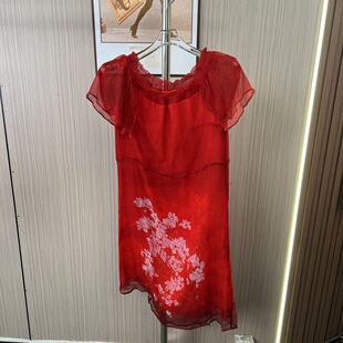 裙子印花女装 1326撤柜ft新款 显瘦短袖 夏季 连衣裙 宽松大码