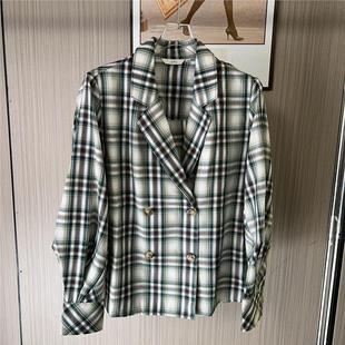 显瘦外套休闲英伦新款 11038撤柜ATU气质时尚 西服格子宽松复古西装