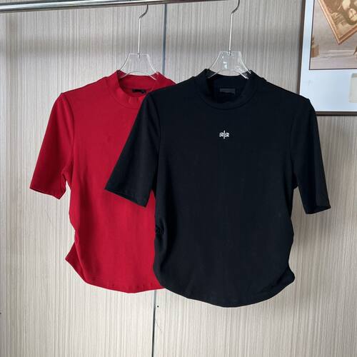 6648品牌撤柜剪标2026夏季新款修身褶皱显瘦T恤衫短袖上衣女弹力