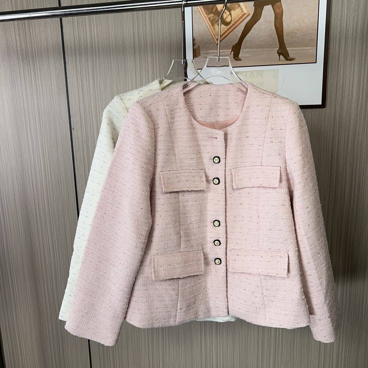 6053撤柜xxq香风粉色春秋名媛2025圆领新款秋季短款外套气质上衣,女装/女士精品,短外套,淘宝优惠券,粉丝福利购,淘宝优惠卷