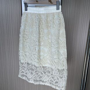 1475撤柜法式夏季新款镂空显瘦重工百搭蕾丝半身裙气质高腰中裙