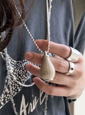 小众复古编织吊篮水瓶毛衣链ins风通勤时尚高级感百搭圆珠长项链