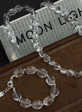 韩版春夏时尚不规则白水晶透明串珠项链手链轻奢高级感简约锁骨链