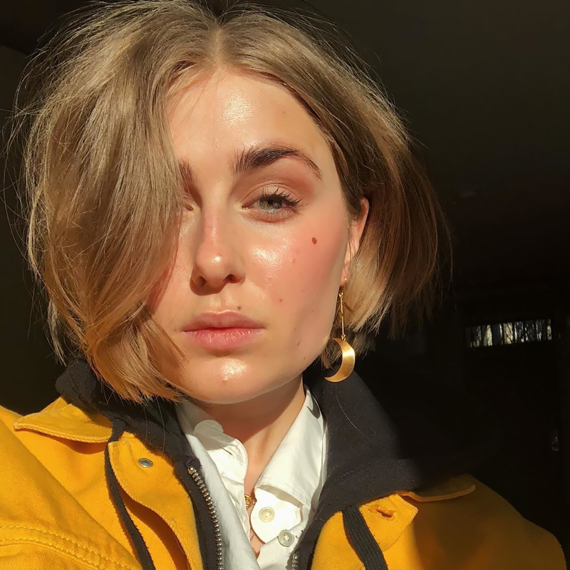 手工月亮耳环女长款ins拉丝磨砂