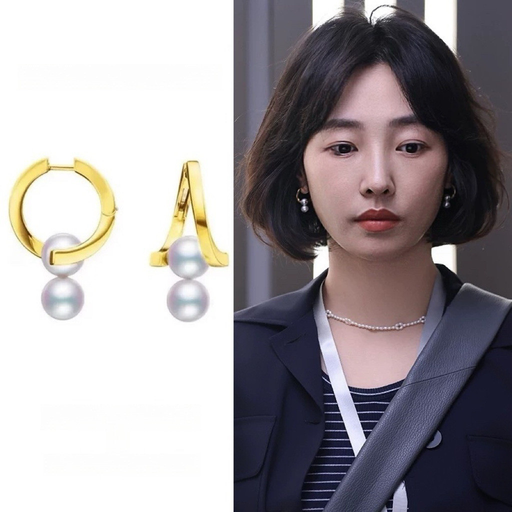 好团圆向前白百何同款金色珍珠耳环气质轻奢高级感耳饰耳坠耳钉女