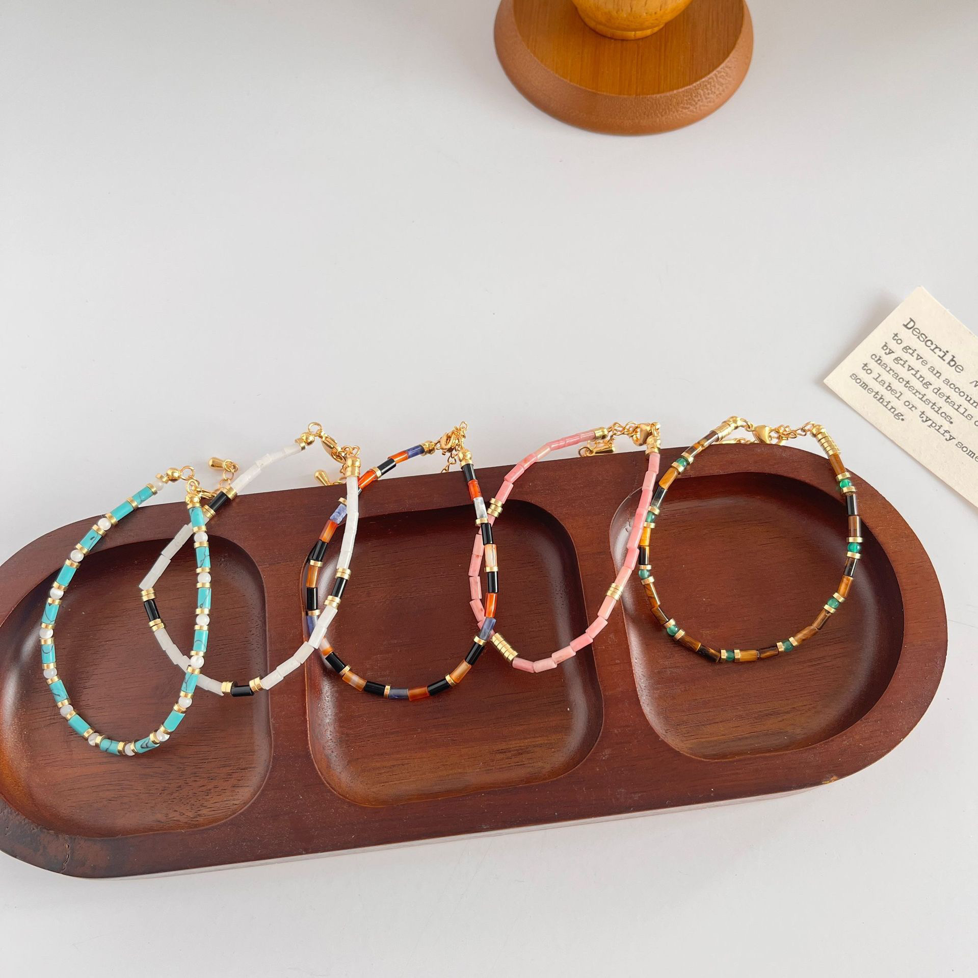 春夏新款大地手链天然虎眼石红玛瑙蓝松石小众设计高级感手饰女