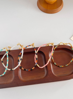 春夏新款大地手链天然虎眼石红玛瑙蓝松石小众设计高级感手饰女