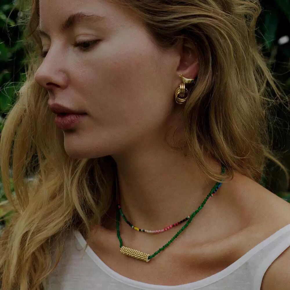 Annil*糖果色串珠彩色项链女小米珠小众设计高级感锁骨链春夏新品