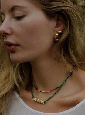 Annil*糖果色串珠彩色项链女小米珠小众设计高级感锁骨链春夏新品