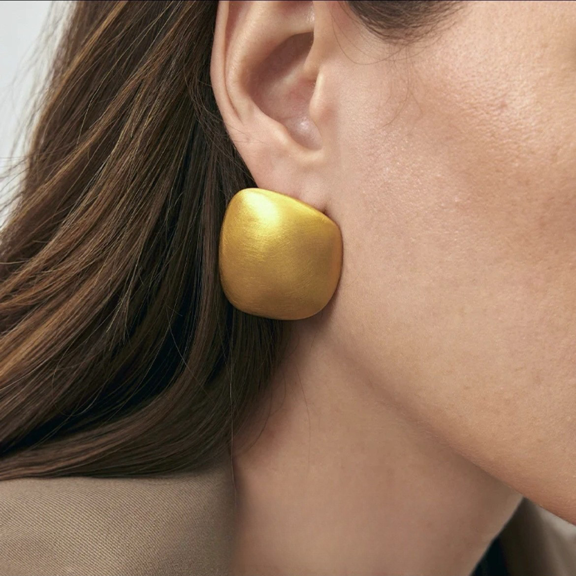 拉丝方形膝盖耳钉女轻奢高级感适合大圆脸夸张耳环女2024新款爆款