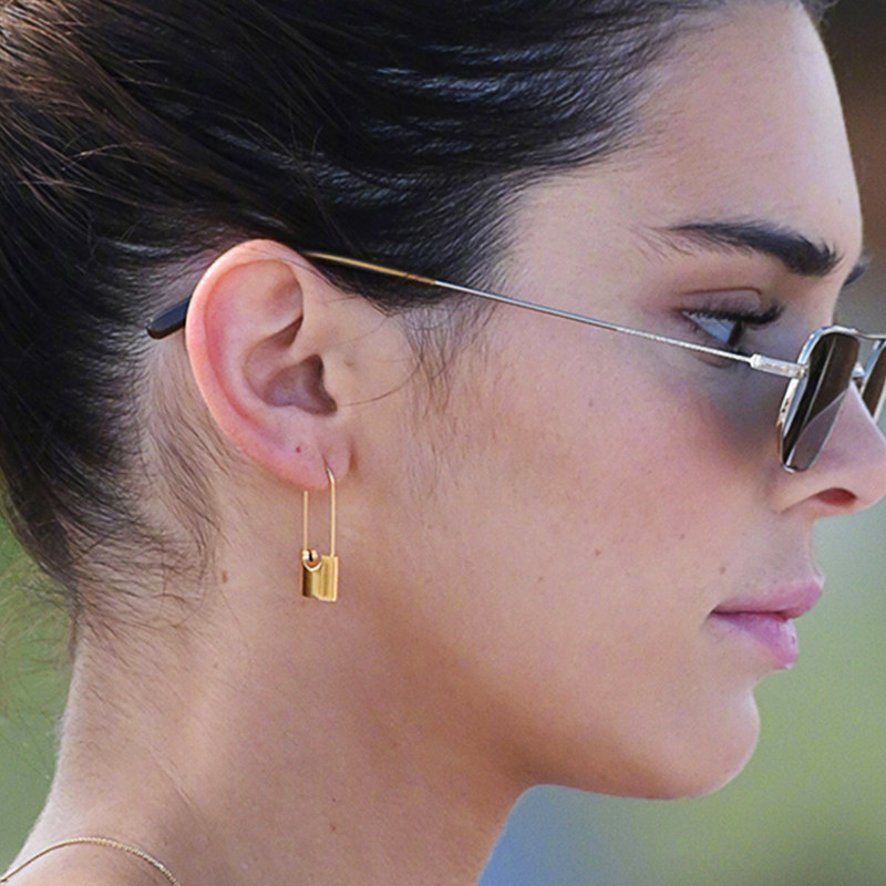 法式小众锁头耳环女简约气质时尚