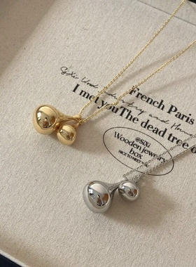 韩国博主同款银色水滴项链长款吊坠小众设计感百搭配饰2024年新款
