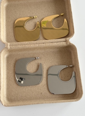 几何光面菱形大耳环女轻奢小众设计高级感个性夸张耳钉耳饰跨境