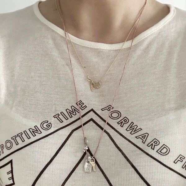 韩代ins博主同款刻字钥匙项链轻奢小众编织极细可调节长款毛衣链