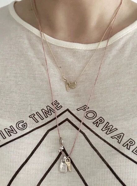 韩代ins博主同款刻字钥匙项链轻奢小众编织极细可调节长款毛衣链