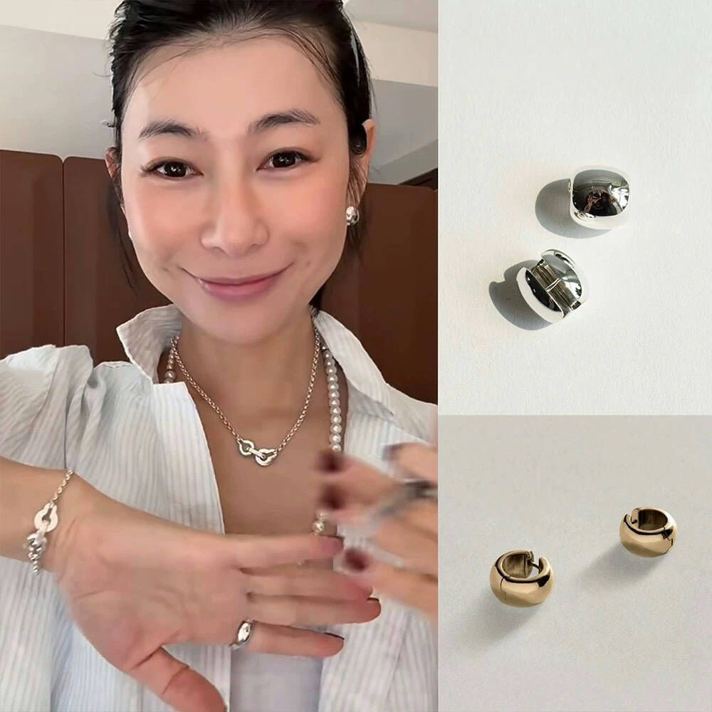 博主sasa同款金属小耳圈耳扣女铜镀18k金日常简约百搭高级感耳饰