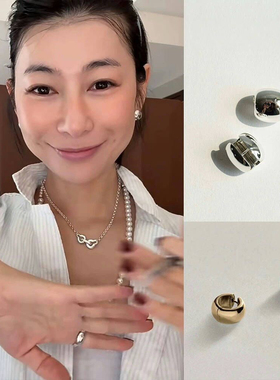 博主sasa同款金属小耳圈耳扣女铜镀18k金日常简约百搭高级感耳饰