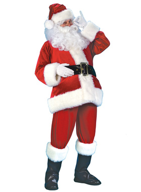 圣诞老人服装男圣诞老公公衣服10件套装Santa Claus Costume Suit