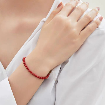 红色小米珠手串本命年红绳相思豆红豆手链转运珠女友闺蜜生日礼物