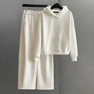 洋气减龄气质拉链连帽卫衣直筒裤 女秋冬款 两件套 休闲运动套装 时尚