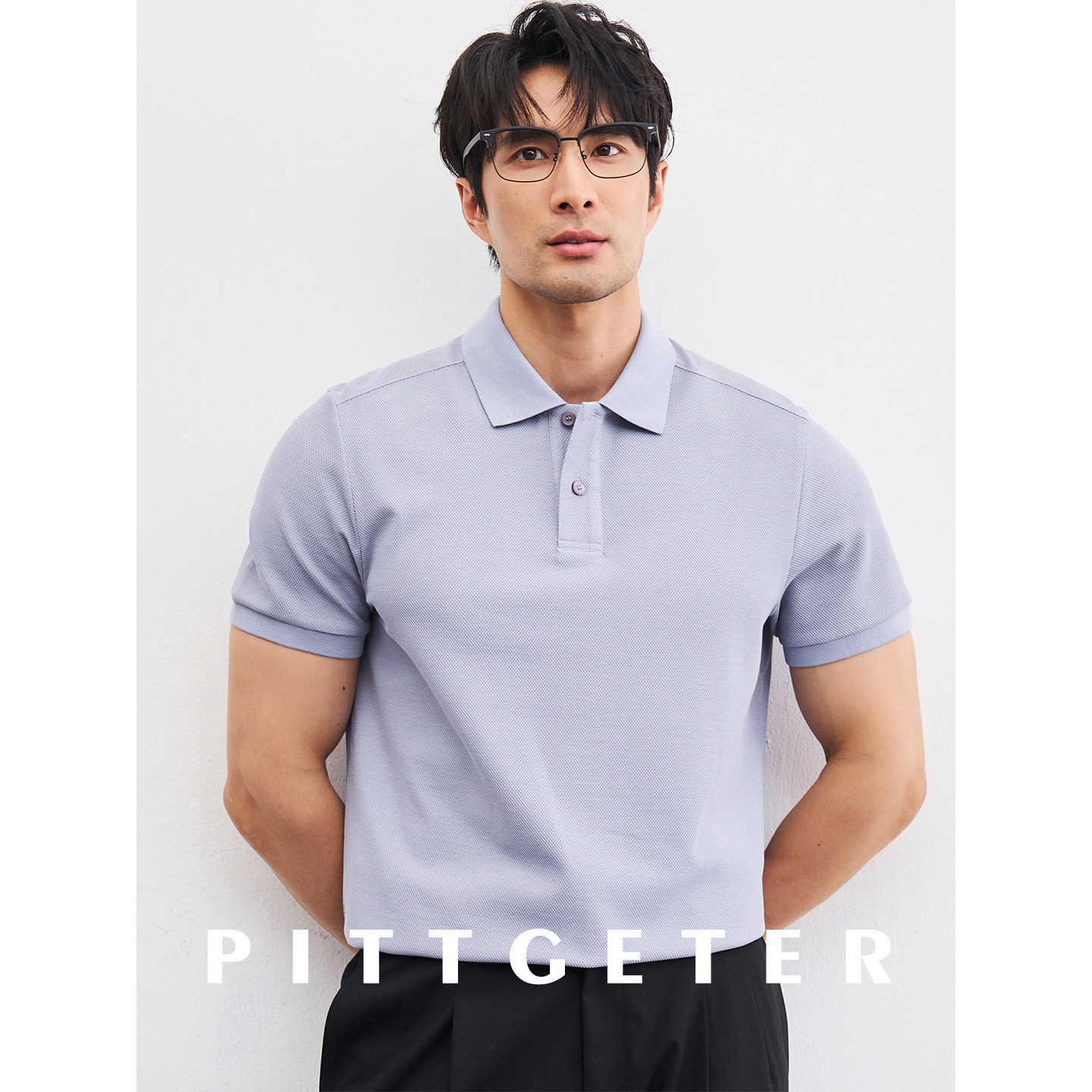 轻奢真丝羊绒珠地棉短袖Polo衫男