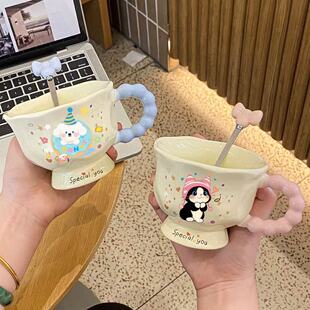 ins风高颜值情侣杯三花猫陶瓷马克杯可爱女生杯子礼物创意餐杯