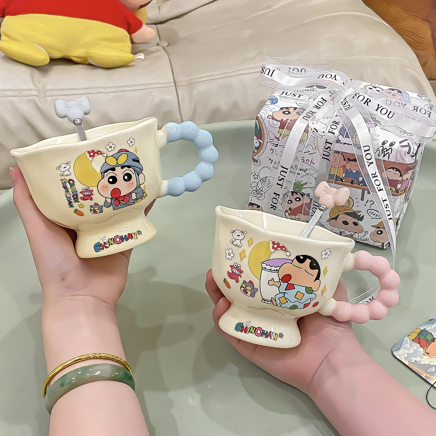 蜡笔小新陶瓷礼品可爱高颜值杯子水杯马克杯少女生日礼物卡通礼品