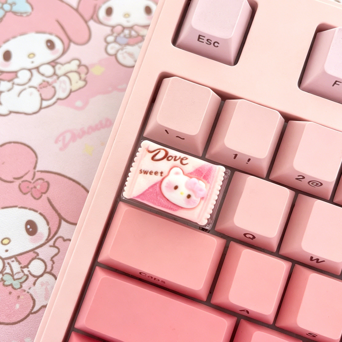 巧克力Tab键1.5U定制透光可爱HelloKitty系列DIY美甲增高特殊键帽