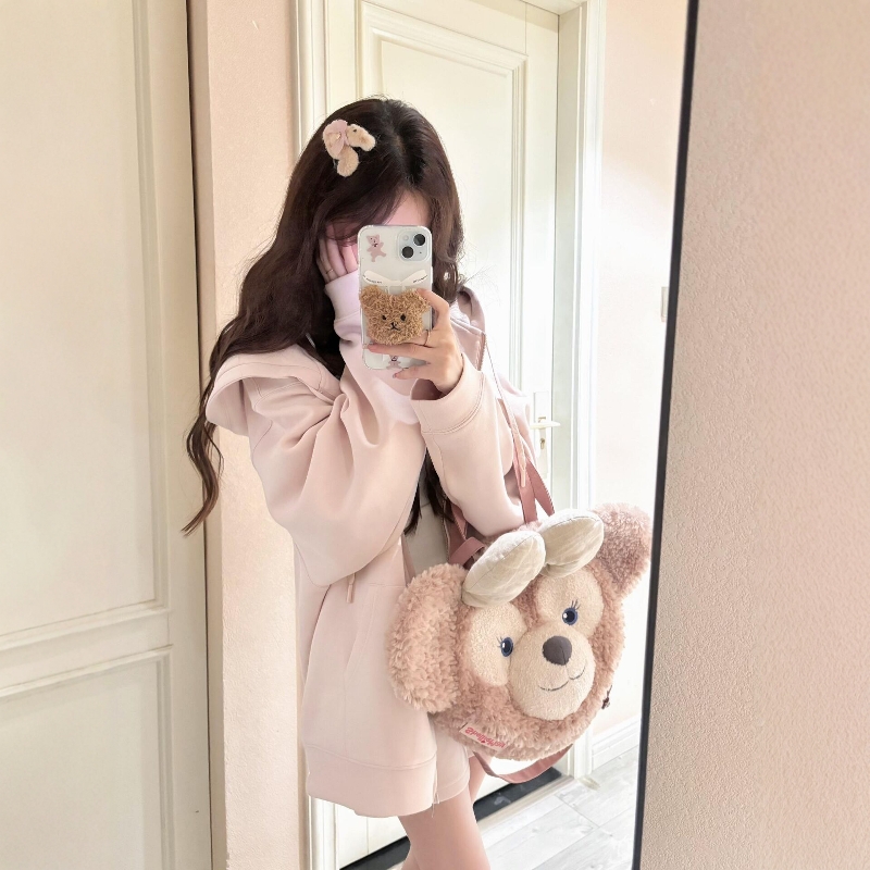 甜妹少女休闲运动服套装女秋冬宽松开衫外衣外套短裤小个子两件套