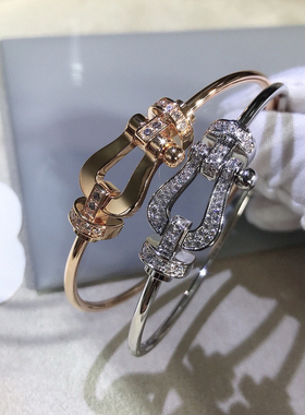 马蹄扣手镯925纯银镀玫瑰金材质 ins同款航海弹簧手镯情侣手环