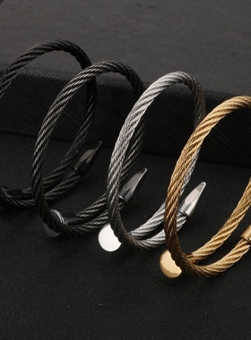 欧美手镯钛钢时尚情侣