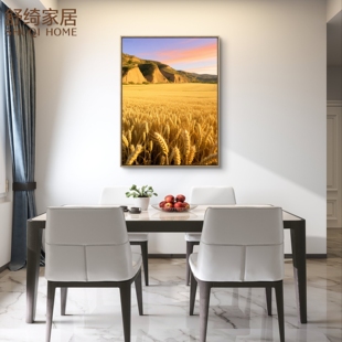 五谷丰登餐厅挂画金色麦田丰收西墙壁画黄土高原风景画五行喜土金