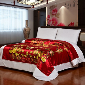 杭州丝绸织锦缎被套罩 结婚庆喜被龙凤鸳鸯百子图被面白色被里子