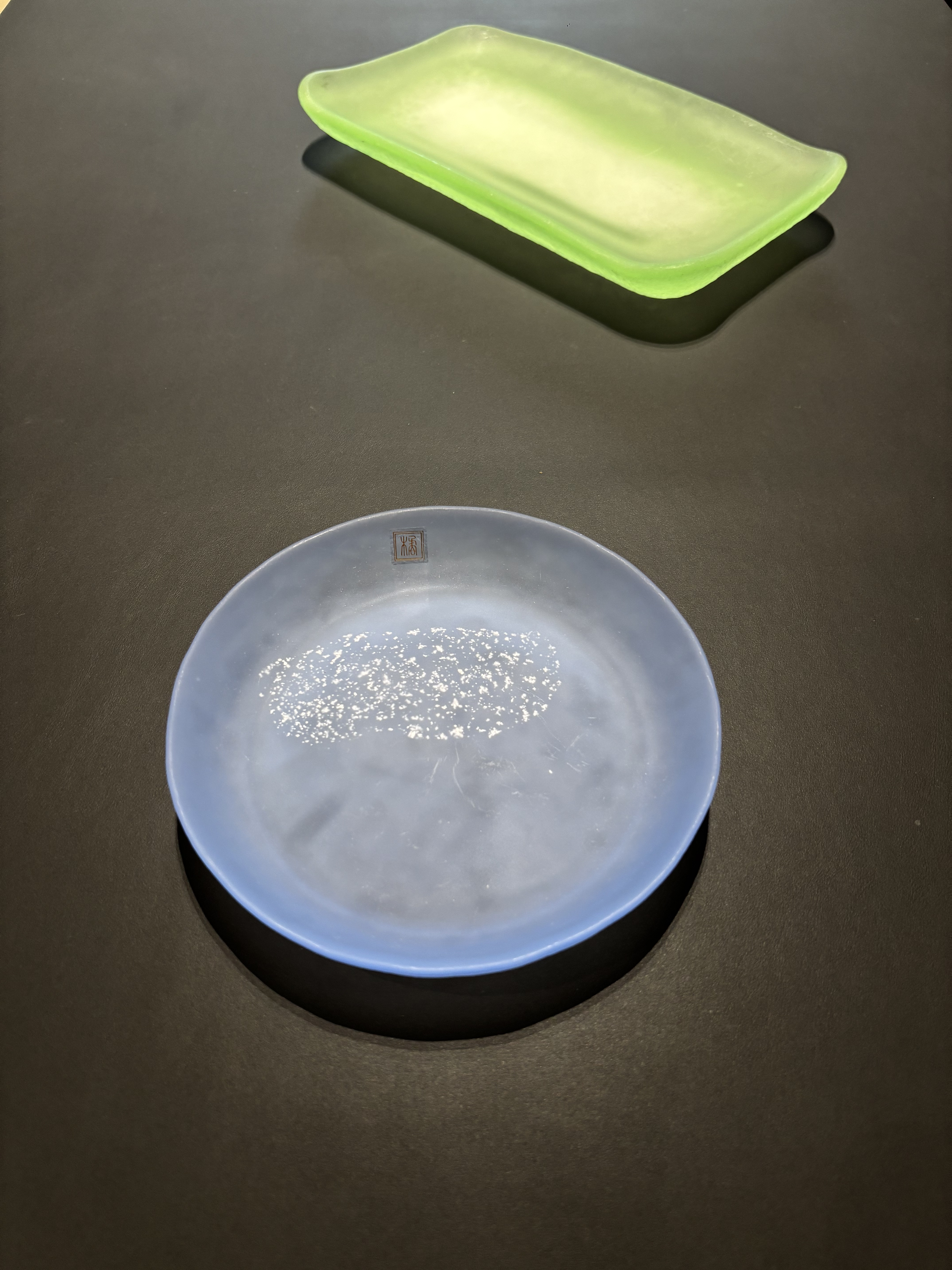 日本中古撒银琉璃盘干泡盘壶承茶盘果子钵多用型器皿硝子茶道配件
