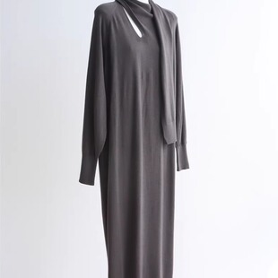 依格歌外贸优品高贵气质款超细羊毛宽松围巾领毛衣裙长款开叉长裙