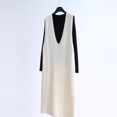 无袖秋冬叠穿羊毛纯色韩背心裙