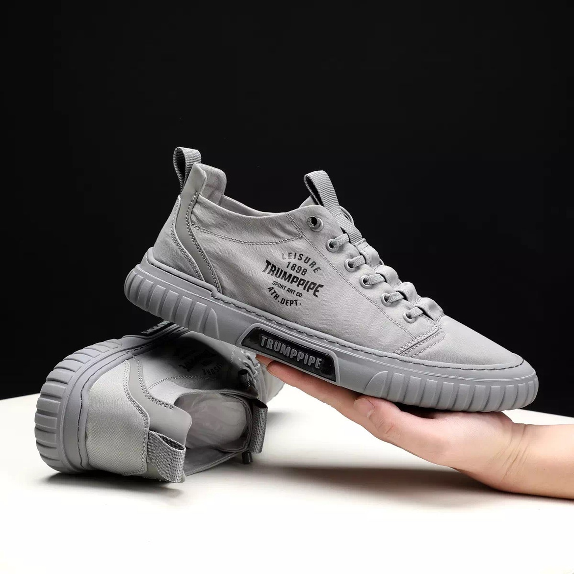 名人烟斗夏新款布鞋潮流板鞋男一脚蹬帆布鞋男休闲鞋透气男鞋潮鞋