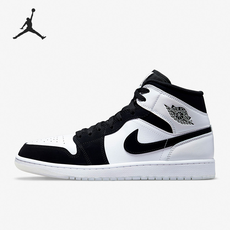 Nike/耐克正品Air Jordan 1男子中帮板鞋钻石黑白熊猫DH6933-100