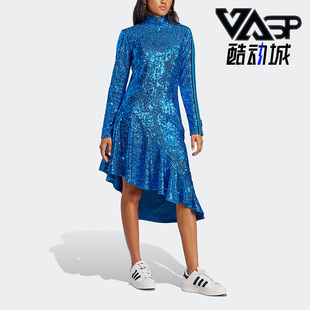 Adidas/阿迪达斯正品BLUE VERSION女子运动亮片连衣裙HR3414