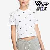 耐克正品 WOOSH LOGO刺绣女子运动休闲短袖 Nike T恤CK4092 100