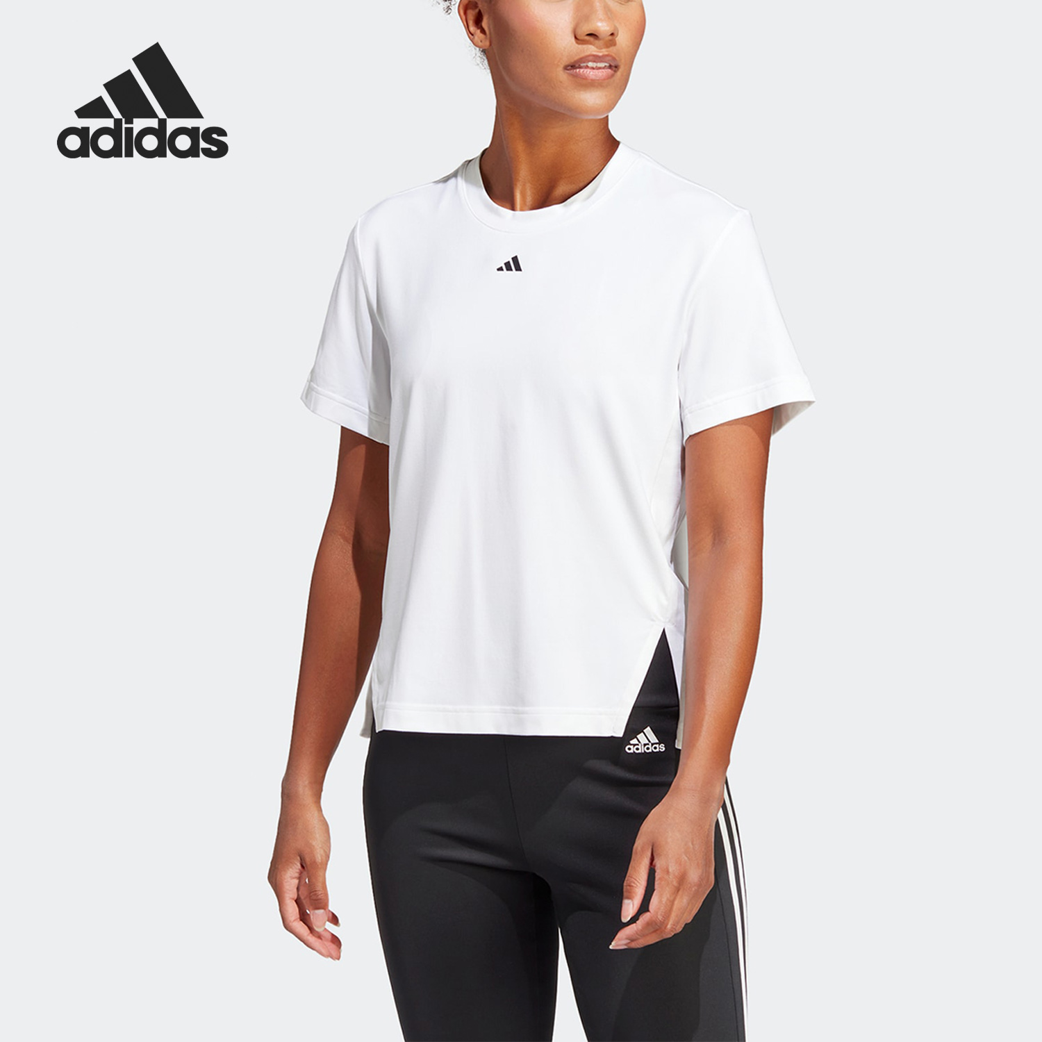 Adidas/阿迪达斯正品2023夏女子运动透气圆领短袖T恤 HS8108