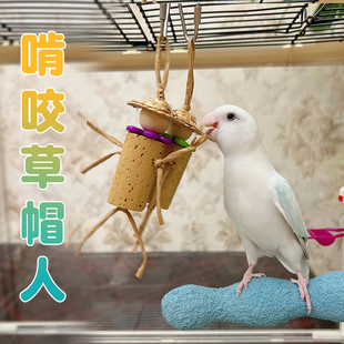 鹦鹉啃咬草帽人天然软木塞玄凤虎皮牡丹啃咬玩具拆家磨嘴 新品